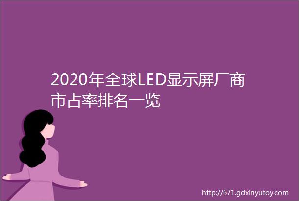 2020年全球LED显示屏厂商市占率排名一览