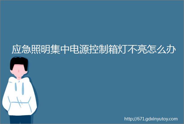 应急照明集中电源控制箱灯不亮怎么办